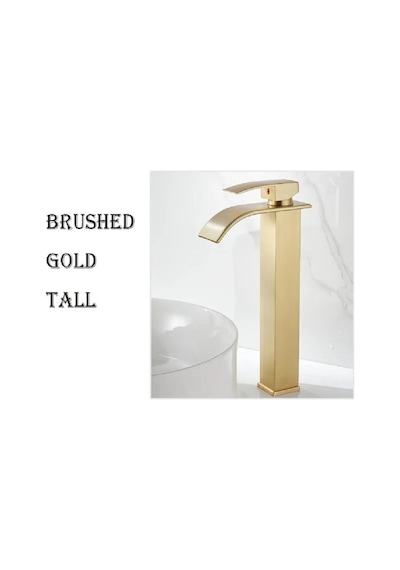 Banyo Çanak Lavabo Bataryası Mat Gold Renk Şelale Model