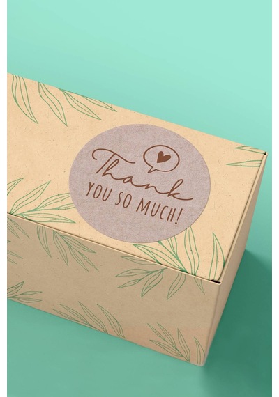 Thank You So Much Kraft Sticker 3x3cm St2221 Çok Renkli