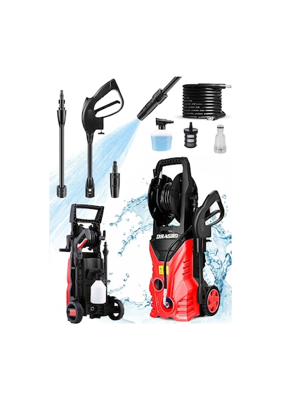 Dragro Alman LT701G-2500A 180 Bar 2500 W Yüksek Basınçlı Yıkama Makinesi Kırmızı