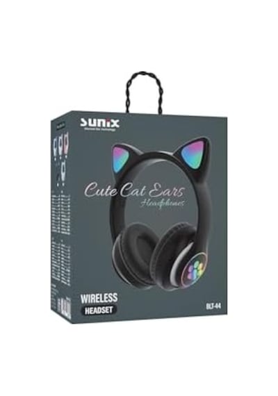 Wireless 5.0 Stereo Kedi Kulak Üstü Bluetooth Kulaklık Siyah