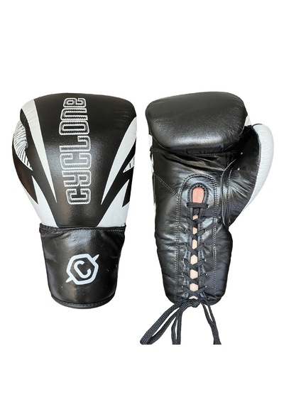 Cyclone Legion Hakiki Deri Bağcıklı Boks Ve Kick Boks Eldiveni Siyah
