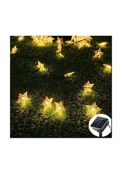 Güneş Enerjili Solar Yıldızlı 8 Fonksiyonlu 7 Metre 30 Yıldız Su Geçirmez Led Bahçe Aydınlatması 30led