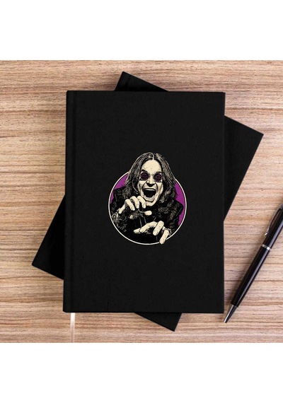 Ozzy Osbourne Portre Siyah Çizgisiz Kanvas Defter