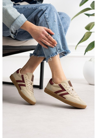 Kadın Düşük Bilek Bağcıklı Sneaker Bej