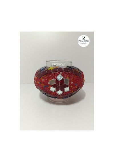 El Yapımı Otantik Mozaik Avize Aplik Lambader Cam 12 Cm Bordo - 806844425 Bordo