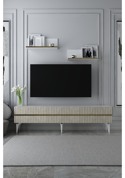180dhdtrü5bta Tedy Lazer Pleksi Desenli Raflı Tv Sehpası Ünitesi Beyaz-traverten-altın 180dhdtrü5bta Tedy Lazer Pleksi Desenli Raflı Tv Sehpası Ünitesi Beyaz-traverten-altın