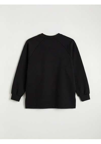 Lcw Modest Siyah Bisiklet Yaka Boncuk İşlemeli Kadın Sweatshirt Tunik