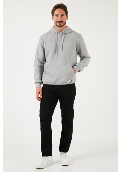 Buratti Regular Fit Kapüşonlu Kanguru Cepli Içi Tüylü Yumuşak Şardonlu Erkek Sweat 5905281 Gri Melanj