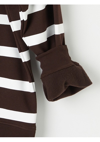 Lcw Vision Kahverengi Polo Yaka Çizgili Erkek Sweatshirt