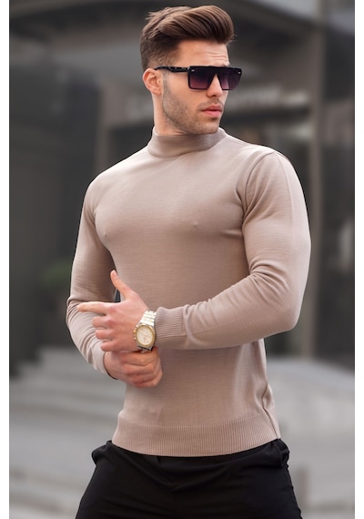 Madmext Vizon Slim Fit Yarım Balıkçı Yaka Erkek Triko Kazak 6343