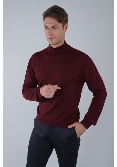 Bisse Erkek Yün Basic Yarım Balıkçı Yaka Triko Bordo Tr23knos23210 D25 Bordo
