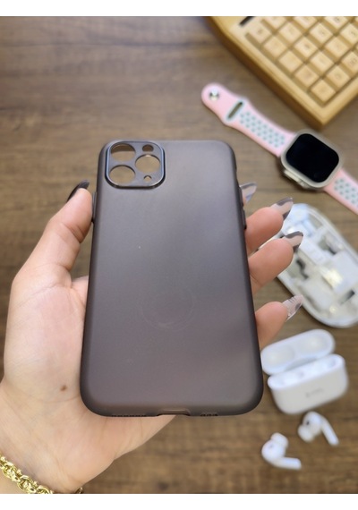 Apple iPhone 11 Pro Uyumlu Süper İnce Mat Ultra Thin Silikon Kılıf Buzlu Siyah