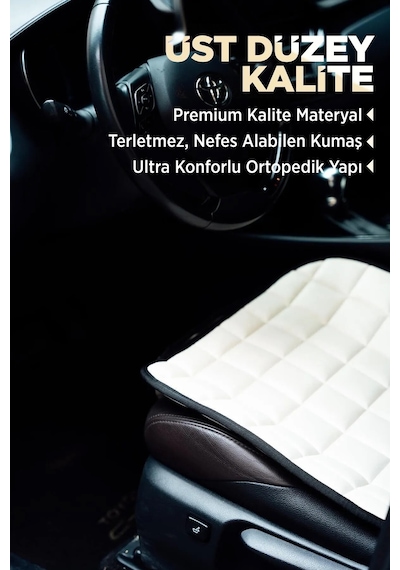 Premium Cepli Ortopedik Oto Koltuk Minder Seti - Oto Koltuk Kılıfı - Ön 2 Koltuk Set - Antrasit