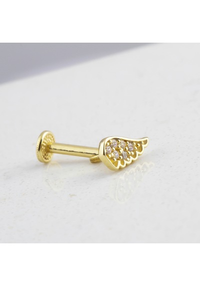 Glorria Altın Melek Kanadı Tragus Piercing Sarı
