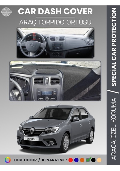 Renault Symbol 3 Üst Saklama Gözlü 2013-2021 Torpido Örtüsü Ön Göğüs Halı Torpido Koruma Tam Uyum - 384 Stiloto