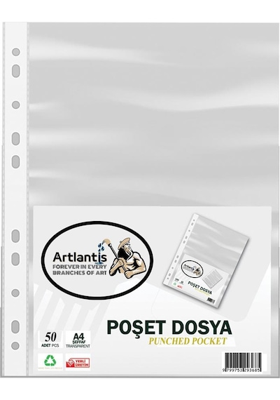 Poşet Dosya 50 Li A-4 Şeffaf Föy Dosya 1 Paket Artlantis Ofis Oku
