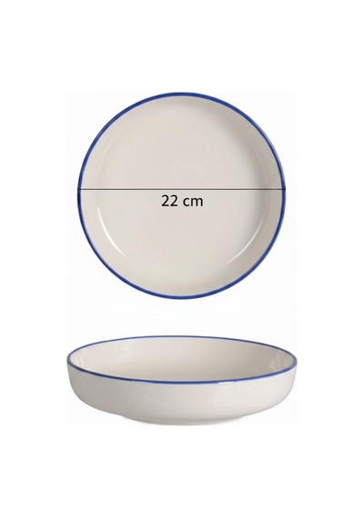 6'lı Toledo Çukur Tabak 22cm Rim Lacivert Rinart Krem