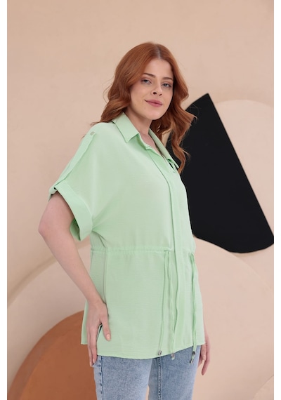 Bbbutikbasic Yarasa Apoletli Spz Model Gömlek Hkn34 Açık Yeşil