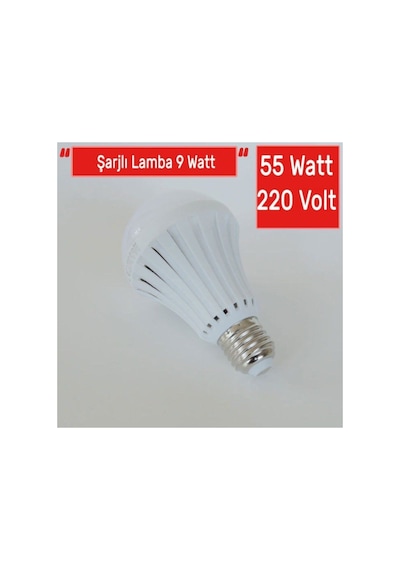 Şarjlı Led Ampul 9 Watt Beyaz Işık Acil Durum Aydınlatma 3 Adet Siyah