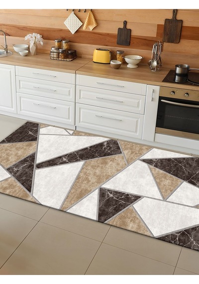 Makinede Yıkanabilir Kaymaz Taban Leke Tutmaz Dijital Baskı Mutfak Halısı 6601m 001