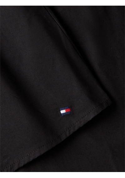 Tommy Hilfiger Gold Button Poplın Mıx Dress Kadın Siyah Elbise - Ww0ww49628