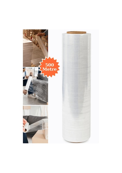 El Tipi Mobilya Eşya Koli Palet Paket Taşıma Taşınma Sarma Koruma Streç Film 50 Cm X 500 M 17 Mikron