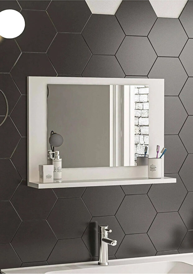 Lavabo Aynası Raflı Wc-banyo Beyaz