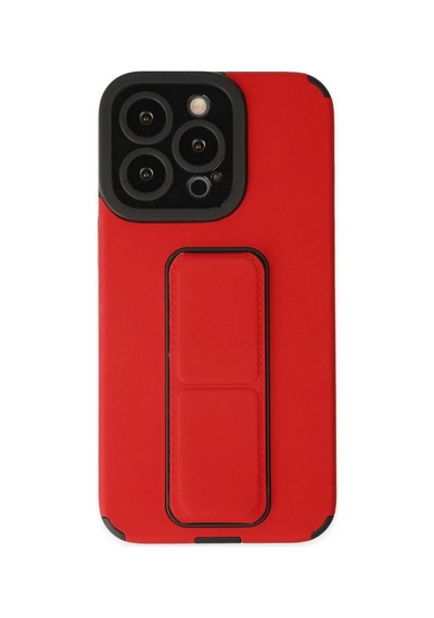 Apple İphone 13 Pro Max Kılıf Mega Standlı Silikon - Kırmızı