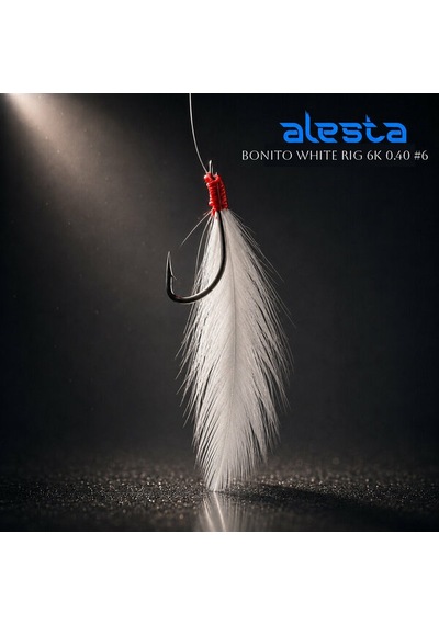 Alesta Bonito White Rig X0278 6 Kanca 0.40 Beden 6 Numara İğneli Beyaz Tüylü Palamut Çaparisi A18-1606 Standart