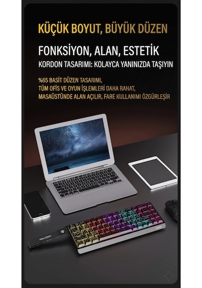 Nk68v2 Hot Swap Kablolu Mekanik Oyun Klavyesi- Red Switch-bilek Askılı