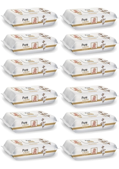 Pure Wipes Pamuklu Organic Islak Mendil 90' Lı 12 Paket 1080 Yaprak Pure-Mndl-90