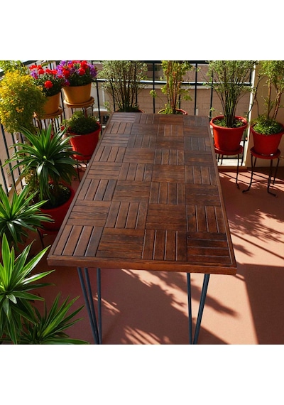 Ahşap Ceviz Renk Balkon Bahçe Masası Çay Kahve Mutfak Yemek Masa