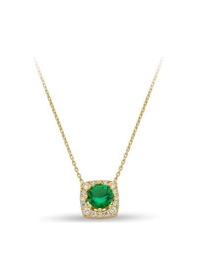 Çgk Çiğdem Gürel Kuyumculuk Yeşil Taşlı Altın Kolye 14k Gold