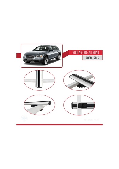 Audi A4 B8 Allroad 2008-2015 Arası İle Uyumlu Basic Model Ara Atkı Tavan Barı Gri 3 Adet