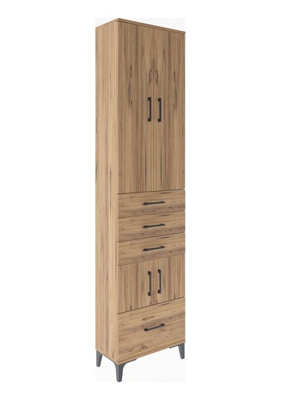 Arges Dolap 4 Raflı 4 Çekmeceli 4 Kapaklı 60x30x243 Çam-çam Çam