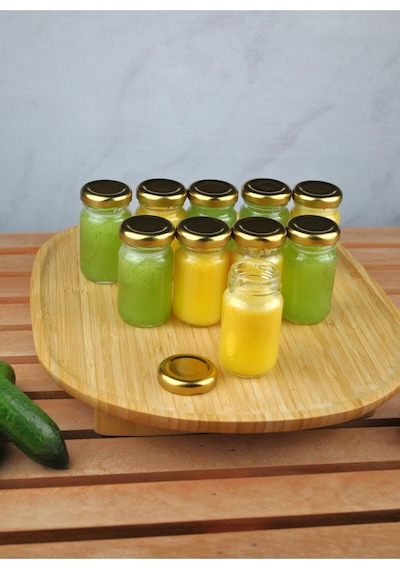 10 Adet Şeffaf Cam Shot Detoks Şişesi 67 Ml Sızdırmaz Gold Metal Kapaklı Mini Kavanoz 67 Ml