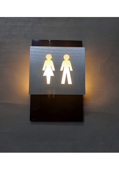 Kadın ve Erkek Ikonlu Işıklı Wc Yönlendirme Levhası