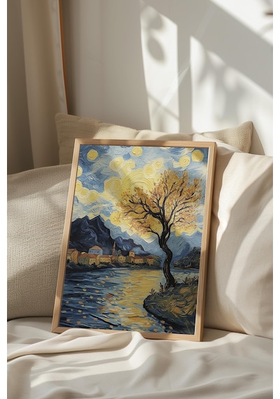 Zestia Ahşap Çerçeveli Tablo, Van Gogh Yıldızlı Gece Köprü Yorumu