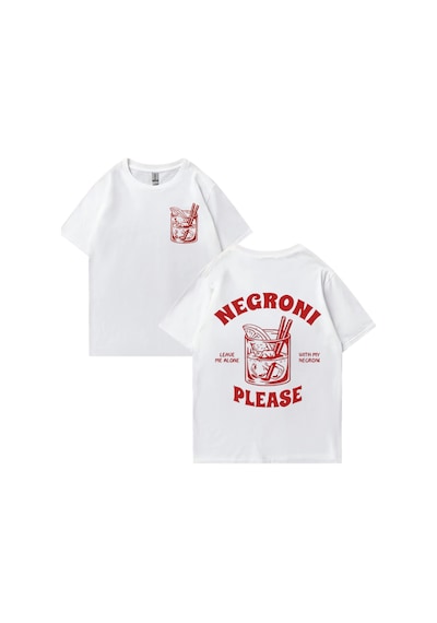Flood Of Style Negroni Lütfen Grafik T Shirt Erkek Kadın Komik Kokteyl Meme Tee Boy Yüksek Kalite Yaz Beyaz