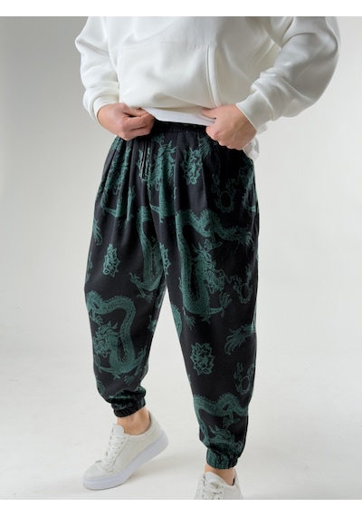 Cocopelli Ejder Desenli Pileli Erkek Jogger Pantolon Coc2665 Desenli