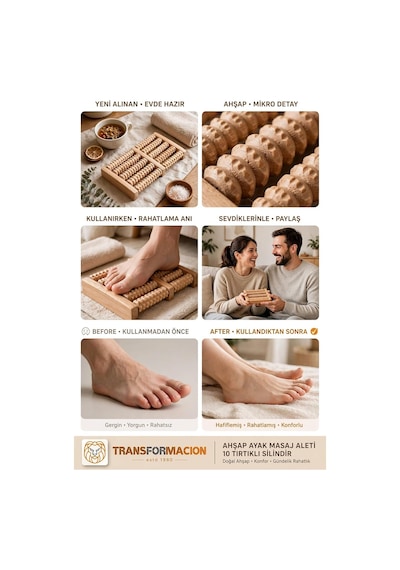 Ahşap Ayak Masaj Aleti Tırtıklı Silindir Makaralı Reflexology Masaj Masası 723780