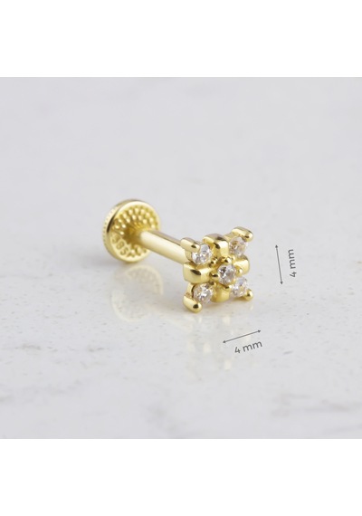 Glorria Altın Yonca Tragus Piercing Sarı