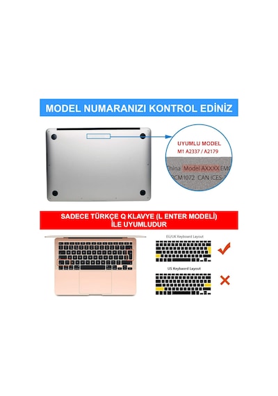 NovStrap Apple Uyumlu MacBook Air M1 Çip 13.3" A2337 A1932 A2179 Kılıf Sert Rubber Mat Buzlu Kapak