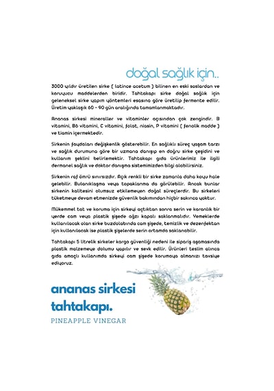 Tahtakapı Ananas Sirkesi 500 ML
