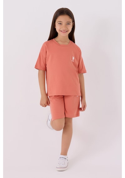 U.S. Polo Assn. U.s. Polo Assn Kız Çocuk Pembe Bermuda Takım Us1848-c-v39 Pembe