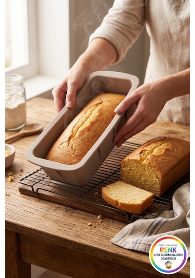 Silikon Baton Kek Kalıbı Dikdörtgen Yapışmaz Kolay Çıkan Ekmek Kek Pasta Kalıbı 27x14x7 Cm Çok Renkli