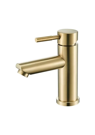 Alfas Lavabo Bataryası Mat Gold Fırçalı Altın 304 Paslanmaz Aç Kapa Banyo Bataryası Leke Tutmaz Mat Altın