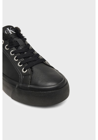 Calvin Klein Logolu İçi Kürklü Deri Sneaker Ayakkabı Hw0hw032350gj Kadın Ayakkabı Hw0hw03235 0gj Siyah