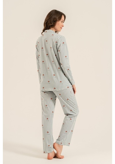 Arnetta Kadın Cute Puppy Yeşil Gömlek Pijama Takımı Ar3735-s-v1 Ar3735-s-v1