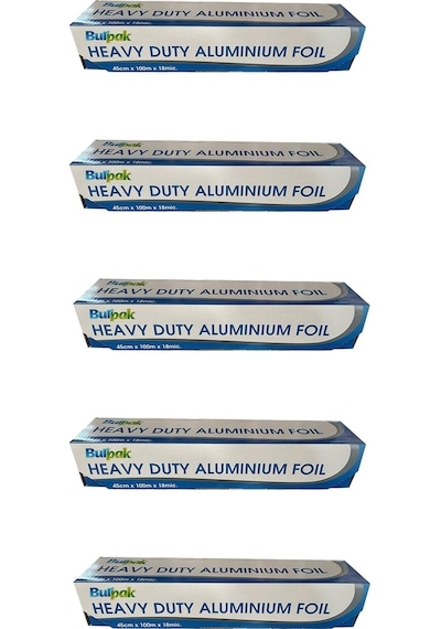 Burpak Heavy Duty Ağır Hizmet Tipi Alüminyum Folyo - 45 Cm. X 100 Metre - 18 Mikron - 5 Paket